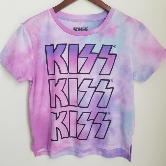 Kiss Tops - KISS Rock N Roll Tie-Dye Crop T-Shirt NWT
